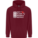 Eat Sleep Hockey Repeat Ice Street Funny Childrens Kids Hoodie Maroon