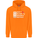 Eat Sleep Hockey Repeat Ice Street Funny Childrens Kids Hoodie Orange