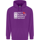 Eat Sleep Hockey Repeat Ice Street Funny Childrens Kids Hoodie Purple
