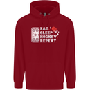 Eat Sleep Hockey Repeat Ice Street Funny Childrens Kids Hoodie Red