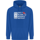 Eat Sleep Hockey Repeat Ice Street Funny Childrens Kids Hoodie Royal Blue