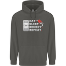 Eat Sleep Hockey Repeat Ice Street Funny Childrens Kids Hoodie Storm Grey