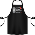 Eat Sleep Hockey Repeat Ice Street Funny Cotton Apron 100% Organic Black