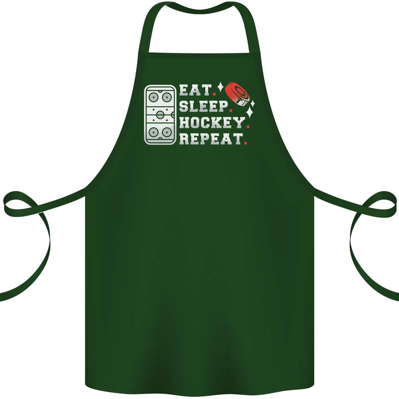 Eat Sleep Hockey Repeat Ice Street Funny Cotton Apron 100% Organic Forest Green