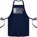 Eat Sleep Hockey Repeat Ice Street Funny Cotton Apron 100% Organic Navy Blue