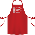 Eat Sleep Hockey Repeat Ice Street Funny Cotton Apron 100% Organic Red