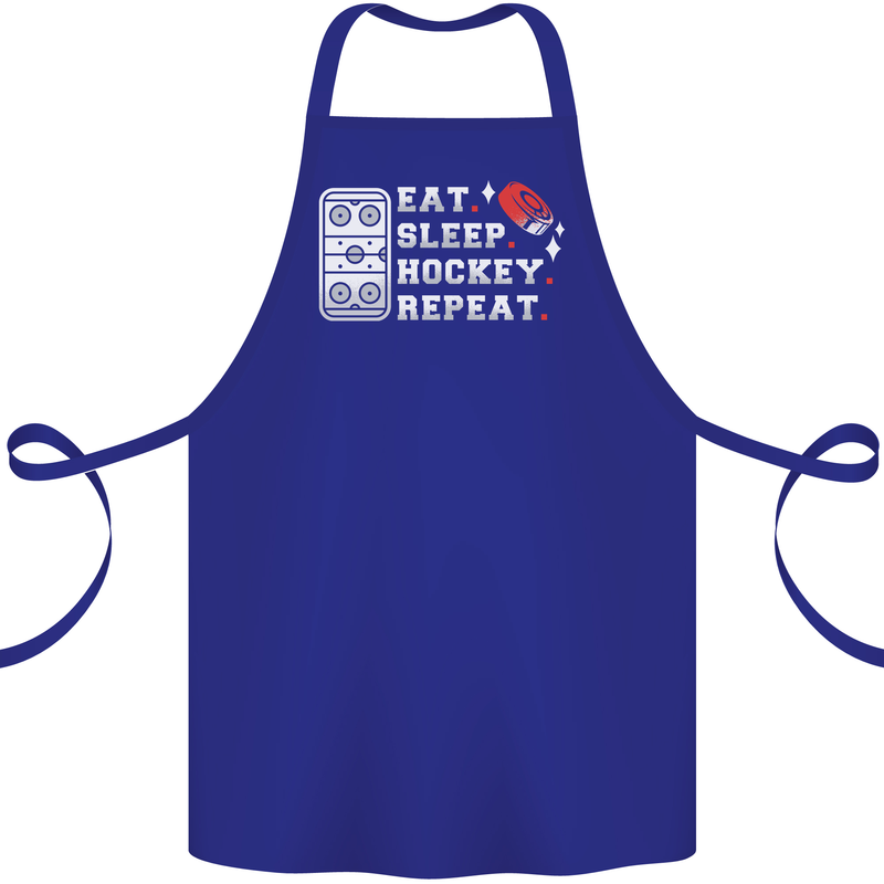 Eat Sleep Hockey Repeat Ice Street Funny Cotton Apron 100% Organic Royal Blue