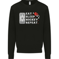 Eat Sleep Hockey Repeat Ice Street Funny Kids Sweatshirt Jumper Black