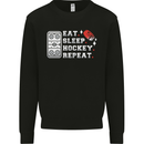 Eat Sleep Hockey Repeat Ice Street Funny Kids Sweatshirt Jumper Black