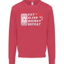 Eat Sleep Hockey Repeat Ice Street Funny Kids Sweatshirt Jumper Heliconia