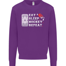 Eat Sleep Hockey Repeat Ice Street Funny Kids Sweatshirt Jumper Purple