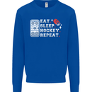 Eat Sleep Hockey Repeat Ice Street Funny Kids Sweatshirt Jumper Royal Blue