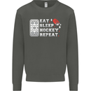 Eat Sleep Hockey Repeat Ice Street Funny Kids Sweatshirt Jumper Storm Grey