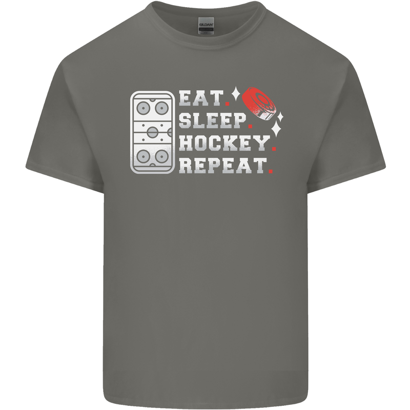 Eat Sleep Hockey Repeat Ice Street Funny Kids T-Shirt Childrens Charcoal
