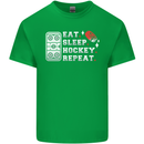 Eat Sleep Hockey Repeat Ice Street Funny Kids T-Shirt Childrens Irish Green