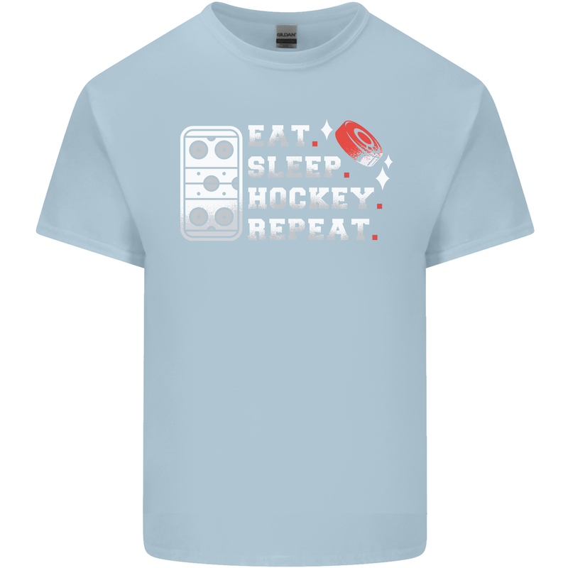 Eat Sleep Hockey Repeat Ice Street Funny Kids T-Shirt Childrens Light Blue