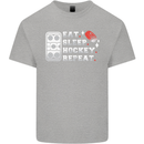 Eat Sleep Hockey Repeat Ice Street Funny Kids T-Shirt Childrens Sports Grey