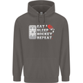 Eat Sleep Hockey Repeat Ice Street Funny Mens 80% Cotton Hoodie Charcoal