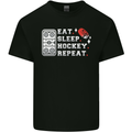 Eat Sleep Hockey Repeat Ice Street Funny Mens Cotton T-Shirt Tee Top Black
