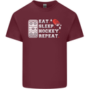 Eat Sleep Hockey Repeat Ice Street Funny Mens Cotton T-Shirt Tee Top Maroon