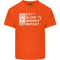 Eat Sleep Hockey Repeat Ice Street Funny Mens Cotton T-Shirt Tee Top Orange