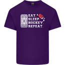 Eat Sleep Hockey Repeat Ice Street Funny Mens Cotton T-Shirt Tee Top Purple