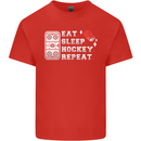 Eat Sleep Hockey Repeat Ice Street Funny Mens Cotton T-Shirt Tee Top Red
