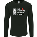 Eat Sleep Hockey Repeat Ice Street Funny Mens Long Sleeve T-Shirt Black