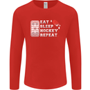 Eat Sleep Hockey Repeat Ice Street Funny Mens Long Sleeve T-Shirt Red