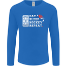 Eat Sleep Hockey Repeat Ice Street Funny Mens Long Sleeve T-Shirt Royal Blue