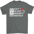 Eat Sleep Hockey Repeat Ice Street Funny Mens T-Shirt 100% Cotton Charcoal