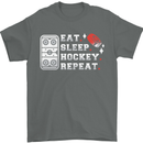 Eat Sleep Hockey Repeat Ice Street Funny Mens T-Shirt 100% Cotton Charcoal