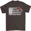 Eat Sleep Hockey Repeat Ice Street Funny Mens T-Shirt 100% Cotton Dark Chocolate
