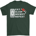 Eat Sleep Hockey Repeat Ice Street Funny Mens T-Shirt 100% Cotton Forest Green