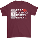 Eat Sleep Hockey Repeat Ice Street Funny Mens T-Shirt 100% Cotton Maroon