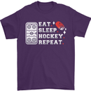 Eat Sleep Hockey Repeat Ice Street Funny Mens T-Shirt 100% Cotton Purple