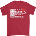 Eat Sleep Hockey Repeat Ice Street Funny Mens T-Shirt 100% Cotton Red