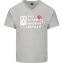 Eat Sleep Hockey Repeat Ice Street Funny Mens V-Neck Cotton T-Shirt Sports Grey