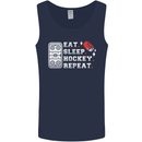 Eat Sleep Hockey Repeat Ice Street Funny Mens Vest Tank Top Navy Blue