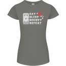 Eat Sleep Hockey Repeat Ice Street Funny Womens Petite Cut T-Shirt Charcoal