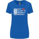 Eat Sleep Hockey Repeat Ice Street Funny Womens Wider Cut T-Shirt Royal Blue