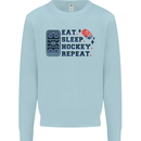 Eat Sleep Hockey Repeat Ice Street Kids Sweatshirt Jumper Light Blue