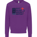 Eat Sleep Hockey Repeat Ice Street Kids Sweatshirt Jumper Purple