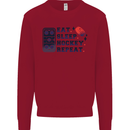 Eat Sleep Hockey Repeat Ice Street Kids Sweatshirt Jumper Red