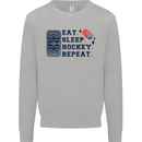 Eat Sleep Hockey Repeat Ice Street Kids Sweatshirt Jumper Sports Grey