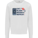 Eat Sleep Hockey Repeat Ice Street Kids Sweatshirt Jumper White