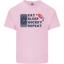 Eat Sleep Hockey Repeat Ice Street Kids T-Shirt Childrens Light Pink