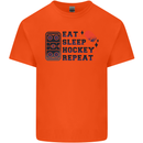 Eat Sleep Hockey Repeat Ice Street Kids T-Shirt Childrens Orange