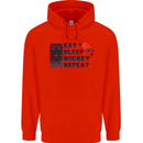 Eat Sleep Hockey Repeat Ice Street Mens 80% Cotton Hoodie Bright Red