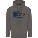 Eat Sleep Hockey Repeat Ice Street Mens 80% Cotton Hoodie Charcoal